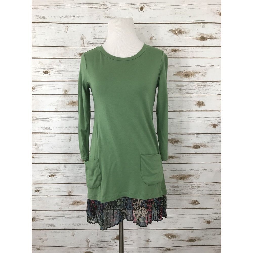 LOGO by Lori Goldstein 3/4 Sleeve Knit‎ Top with Animal Chiffon Hem XXS